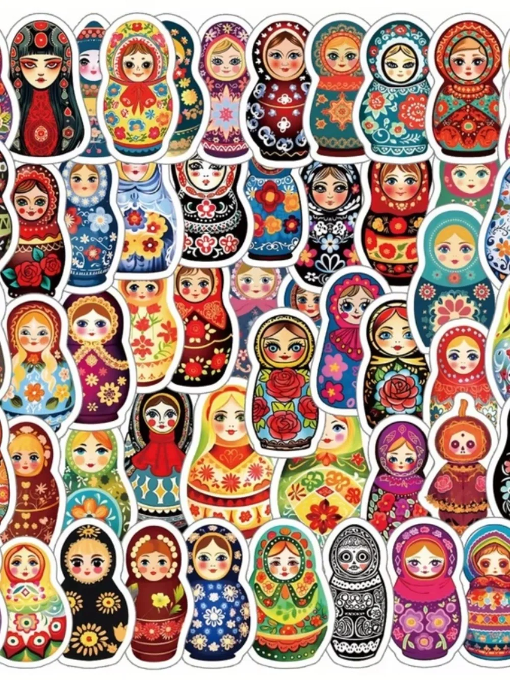 50 Russian Nesting Doll Stickers Cute Mini Sticker Set 🪆